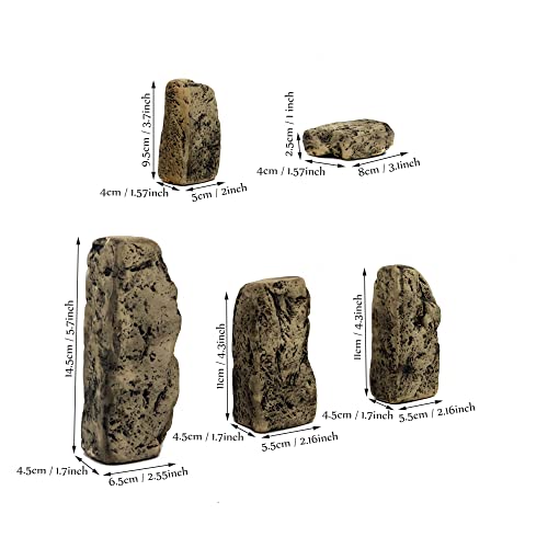 Ceramic Slate Stone -3 To 6 Inch Rocks For Reptile Terrarium Decor, Aquarium Rock Decor - Lightweight Fish Tank Decoration For Aquascaping, Terrariums (5) #TOP4
