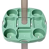 PayandPack Myard Umbrella Table Tray 15 Inches for Beach, Patio, Garden, Swimming Pool with 4 Drink Holder, 4 Snack Compartments, 4 Sunglasses Holes, 4 Phone Slots (Green)