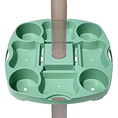 PayandPack Myard Umbrella Table Tray 15 Inches for Beach, Patio, Garden, Swimming Pool with 4 Drink Holder, 4 Snack Compartments, 4 Sunglasses Holes, 4 Phone Slots (Green) by PayandPack - Used condition - US$11.83