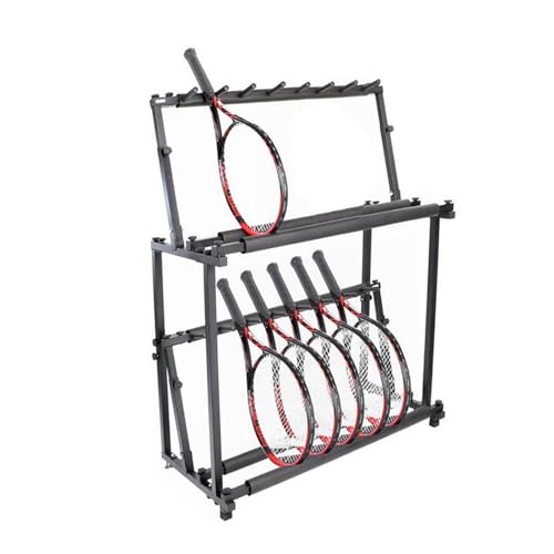 Chariot de badminton pliable noir pour le rangement de raquettes de tennis