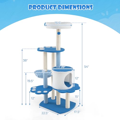 Tangkula Torre para Gatos con Colchoneta y Rascador, 54 in miniatura 4