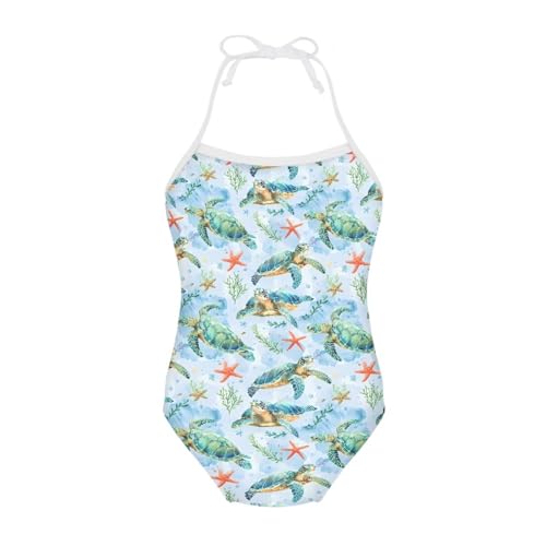 Image of Girls One Piece Swimsuit Beach Bathing Suit Toddler Floral Halter Straps Swimwear for 1-10 Years