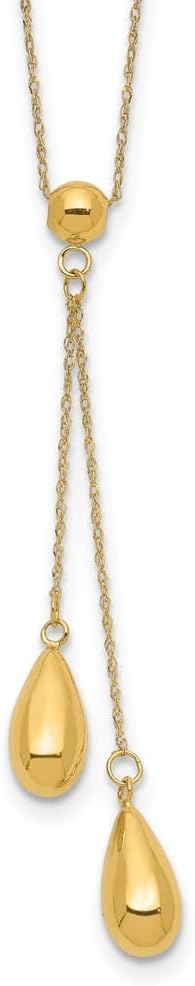 IceCarats14K Yellow Gold Dangle Bead Chain Necklace