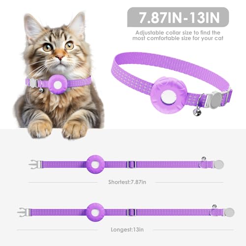 Image of Cat Tracker, Waterproof Pet Tracker for Cats, Cat GPS Tracker Compatible with Apple Find My App (Only iOS), No Monthly Fee, Purple