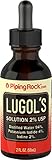 Lugols Iodine Drops 2% 2 fl oz | Liquid Supplement | Potassium Iodide 4% | by Piping Rock