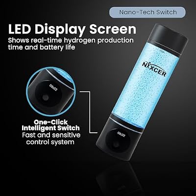 Hydrogen Pro Water Bottle 8000PPB H2, SPE/PEM, OLED Display, Dual Mode (5/10 Min), USB-C Rechargeable Portable Hydrogen Generator for Wellness, Recovery, Gym & Gift (Black)