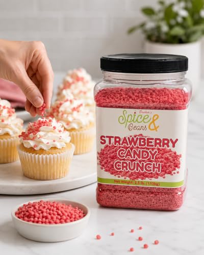 Image of Strawberry Candy Crunch 2.5 lb | Dessert Topping & Decoration for Ice Cream, Sundaes, Cakes, Cupcakes, Milkshakes & Frozen Yogurt | Bulk Resealable Bottle | Dasher's Spice & Beans