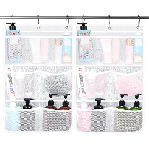 Dntorx 2 Pack Mesh Shower Hanging Caddy, 7 Pockets Hanging