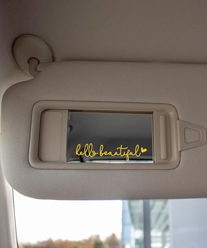 Image of RACOONA Rearview Mirror Decal,Hello Beautiful Decal,Car Accessories Stickers Rearview Mirror Sticker (Yellow)