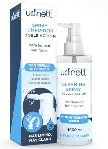 Spray Limpiador para Audífonos con Cepillo Integrado Udinett 100ml Higienizante para Limpiar Auriculares Bluetooth Secado Rápido Elimina Cerumen y Suciedad Sin Alcohol