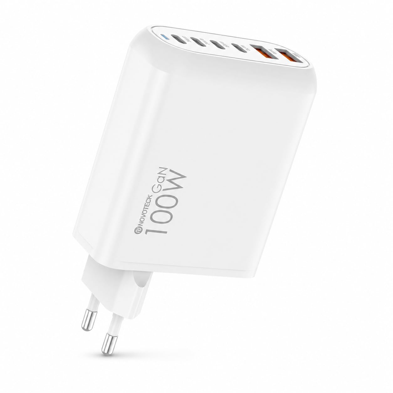 Cargador USB-C GAN 100W, 6 Puertos, 4 USB-C y 2 USB-A, PD/QC 3.0 | Compatible con MacBook, iPhone, iPad, Galaxy, Steam Deck y Switch; USB-C1 ofrece hasta 100W con reparto inteligente.