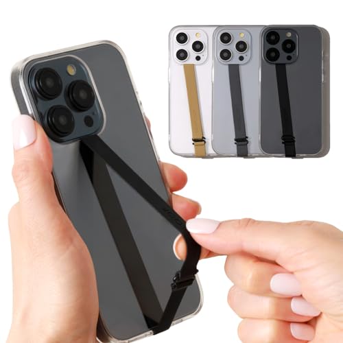 【Highloop】着脱簡単 伸びる携帯ストラップ、ワイヤレス充電対応 スマホバンド型 落下防止 片手操作簡単 スマホケースに引っ掛けるiPhoneフィンガーストラップ 全機種対応スマホグリップ(silicon strap3個セット) (SP02. GREY)