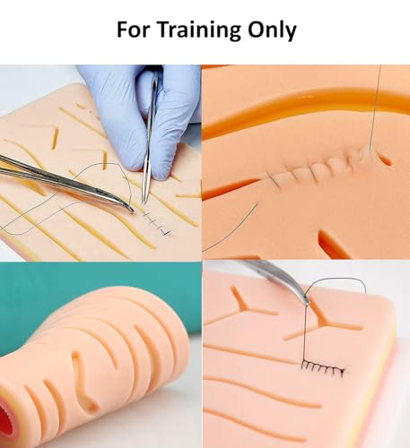 Image of 32 Pcs Suture Practice Complete Kit for Medical Students Nurse Training Silicone Skin Pad Stainless Suturing Tools Thread Needles Demonstration Learning Set (32)
