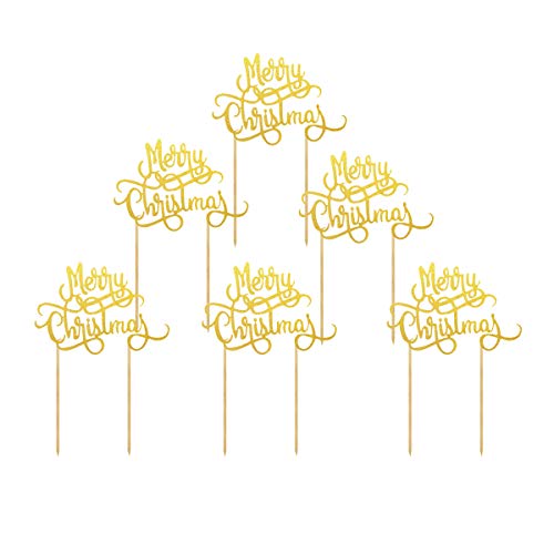 Creaides 10 Pcs Merry Christmas Cake Toppers Xmas Cake Decoration for Merry Christmas Party Favors