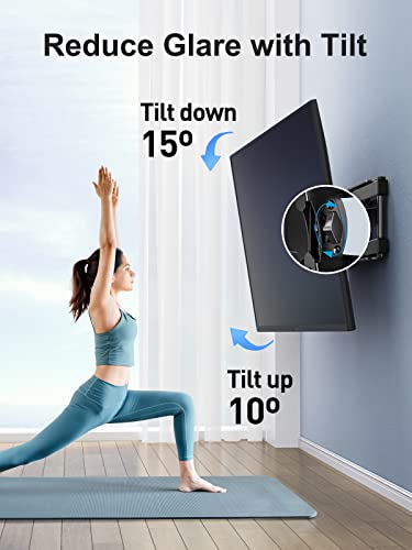 PERLESMITH TV Wandhalterung, Schwenkbare Neigbare TV Halterung für 26-60 Zoll Flach & Curved Fernseher oder Monitor bis… – Bild 5
