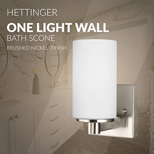Sea Gull Lighting 4139101-962 Hettinger One Light Wall / Bath Sconce Vanity Style Lights, Brushed Nickel Finish #TOP4