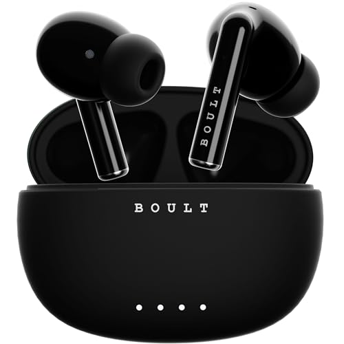 Image of GOBOULT K35 Truly Wireless in Ear Earbuds with 35H Playtime, Zen ENC Mic, 45ms Low Latency, 13mm Bass Drivers, Type-C Fast Charging, Made in India, Touch Control, IPX5 Ear Buds TWS (Black)