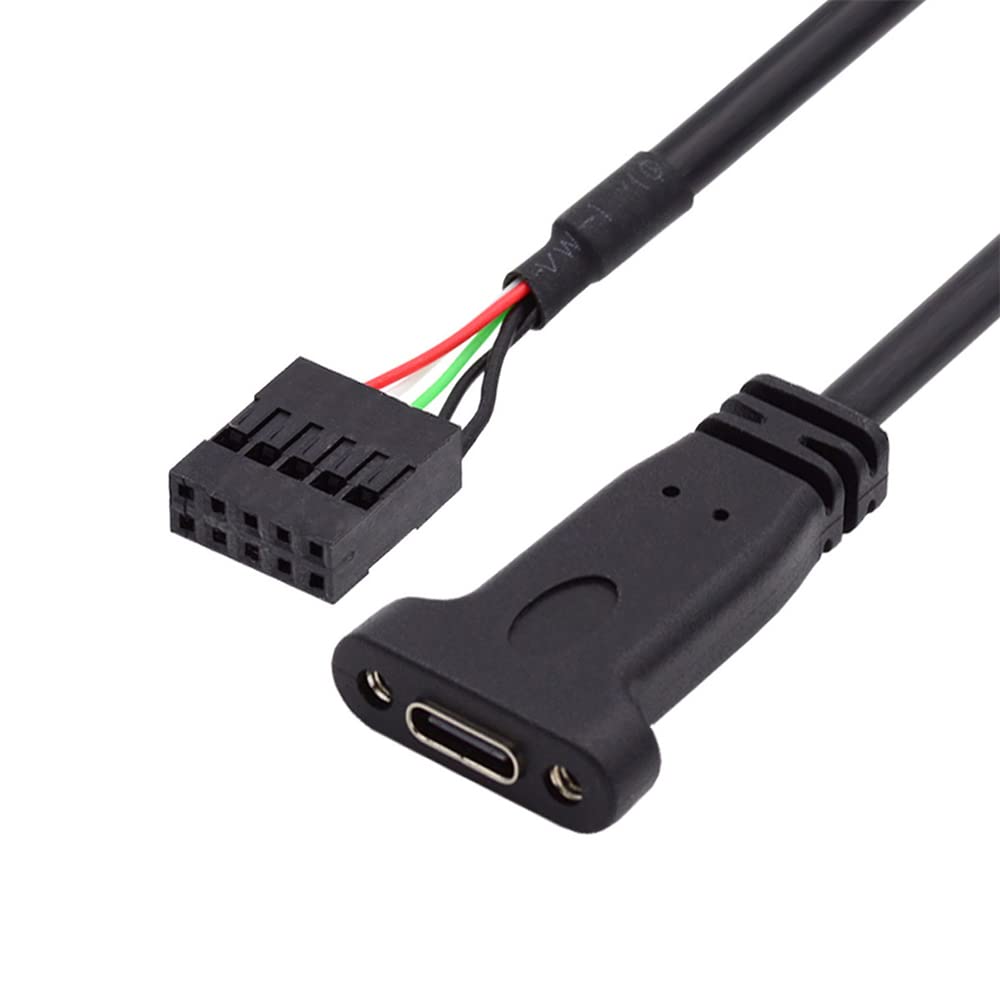 NFHK Single Port USB 3.1 Type C USB-C Female to USB 2.0 Motherboard 9pin 10pin Header Cable 20cm with Bracket-image-23
