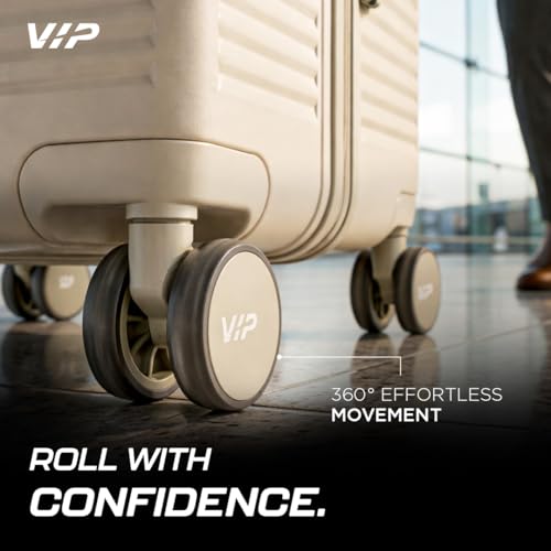 Image of VIP FLEX9010 Expandable Check-in Trolley Bag 78cm | Large | Hard Luggage | 8-Wheel Business Travel Suitcase with 15.6 inch Laptop Compatible | Flushed TSA Lock | 3 Years International Warranty (Beige)