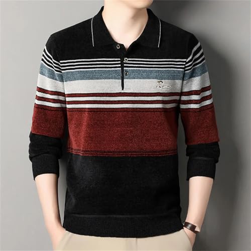 Men's Pullover Sweaters Retro Lapel Jersey Winter Thick Fleeced Sweaters Elegant Knitted Sweaters2