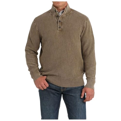 Cinch Men's Long Sleeve Brown Pullover Sweater