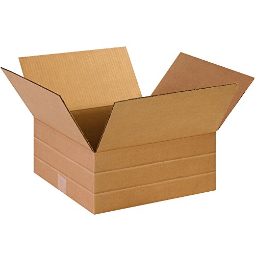 Image of Boxes Fast BFMD14146 Multi-Depth Cardboard Shipping Boxes, 14 inch x 14 inch x 6 inch, Pre-Scored, Single Wall Corrugated, Kraft (Pack of 25)