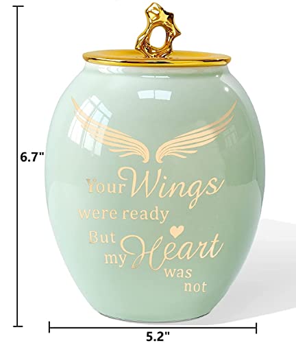 Image of Medium Cremation Urns for Human Ashes Adult Male or Female | 6.7Inch Medium Size Ceramic Cremation Urn for Dad /Mom /Sister /Women /Men, Decorative for Cremation, Funeral, Burial, Home