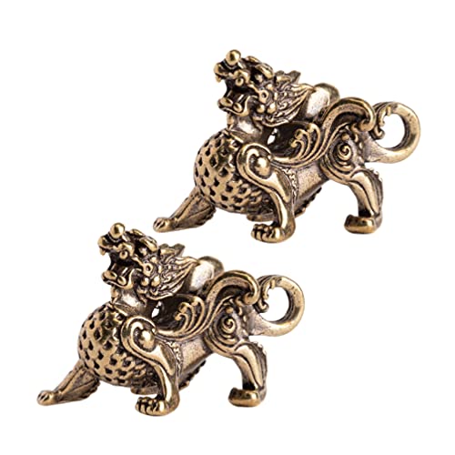 Estatua Feng Shui Pixiu Latón 2pcs Decoración Hogar Oficina