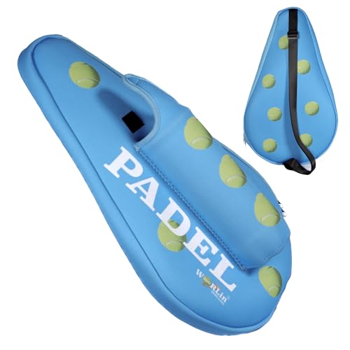 WORLin360- Funda para Pala de Padel, con Bolsillo para Pelotas, Funda para Raquetas de Padel, paletero de Padel. Funda térmica pádel. Diseño Especial.(Azul)