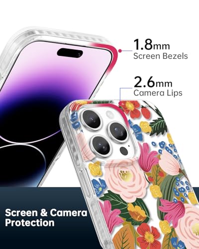 Coque iPhone 16 Pro MagSafe transparente SCORPIFY fleurs de Camélia or