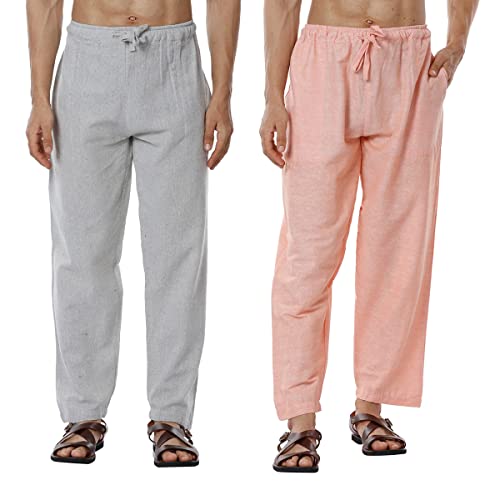 Image of Aatman One Size Men's Eco-Friendly Cotton Pyjama Pack of 2 | Fits Waist Size 28 to 36 Inches