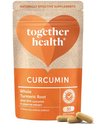 Curcumin & Turmeric Complex – Together Health – Organic Whole Turmeric Powder – 95% Curcumin & Piperine – Full Spectrum Antioxidant Formula – Vegan Friendly – Made in The UK – Pack of 6-180 Vegecaps