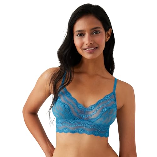 Image of b.tempt'd by Wacoal Women's Lace Kiss Sheer Unlined Wire Free Bralette, 910182, Faience, Large