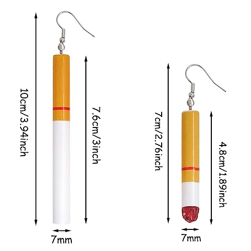 Honbay 2 Pairs Creative Funny Cigarette Butt Dangle Earrings - Wacky Lifelike Cigarette Earrings for Unisex, Cool Punk & Halloween2
