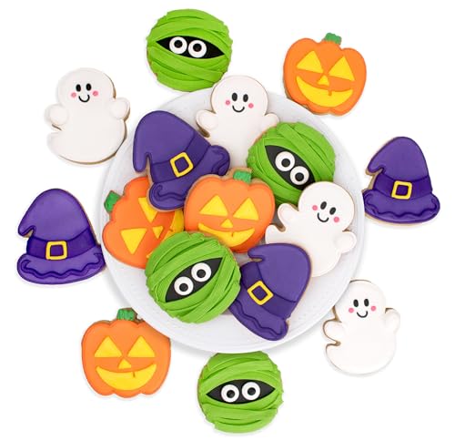 DecoCookies - 16 Halloween Hand-Decorated Sugar Cookies - Vanilla Flavor - Individually wrapped