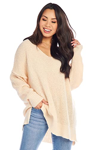 Image of Mud Pie Women's Mud Pie Avalon Womens Waffle Oversized Sweater