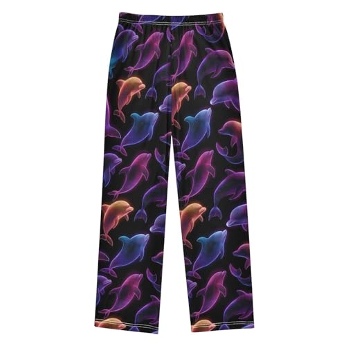 ALAZA Dolphin Neon Black Pajama Lounge Pants Long Sleep Pajama Bottoms with Pockets2