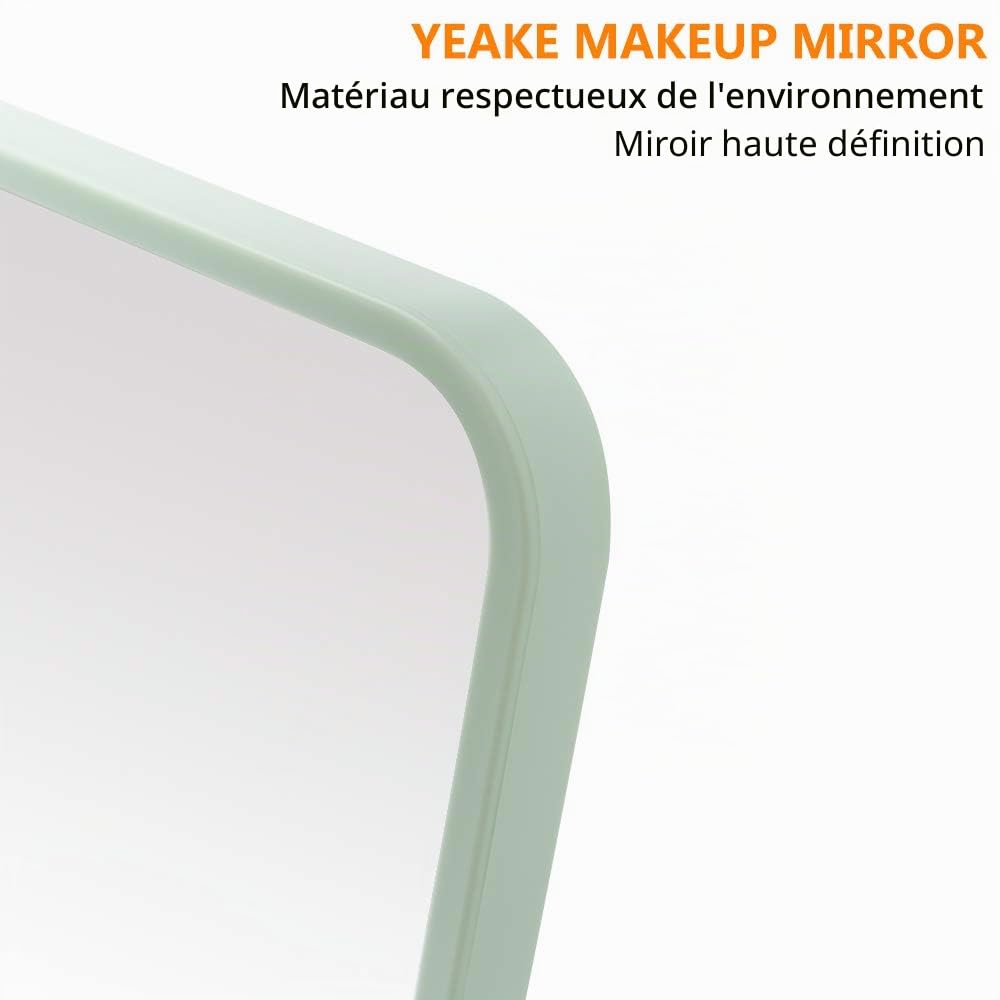 YEAKE Miroir de Maquillage Pliable 20 cm avec Support Métal Rotation 90° pour Voyage Bureau