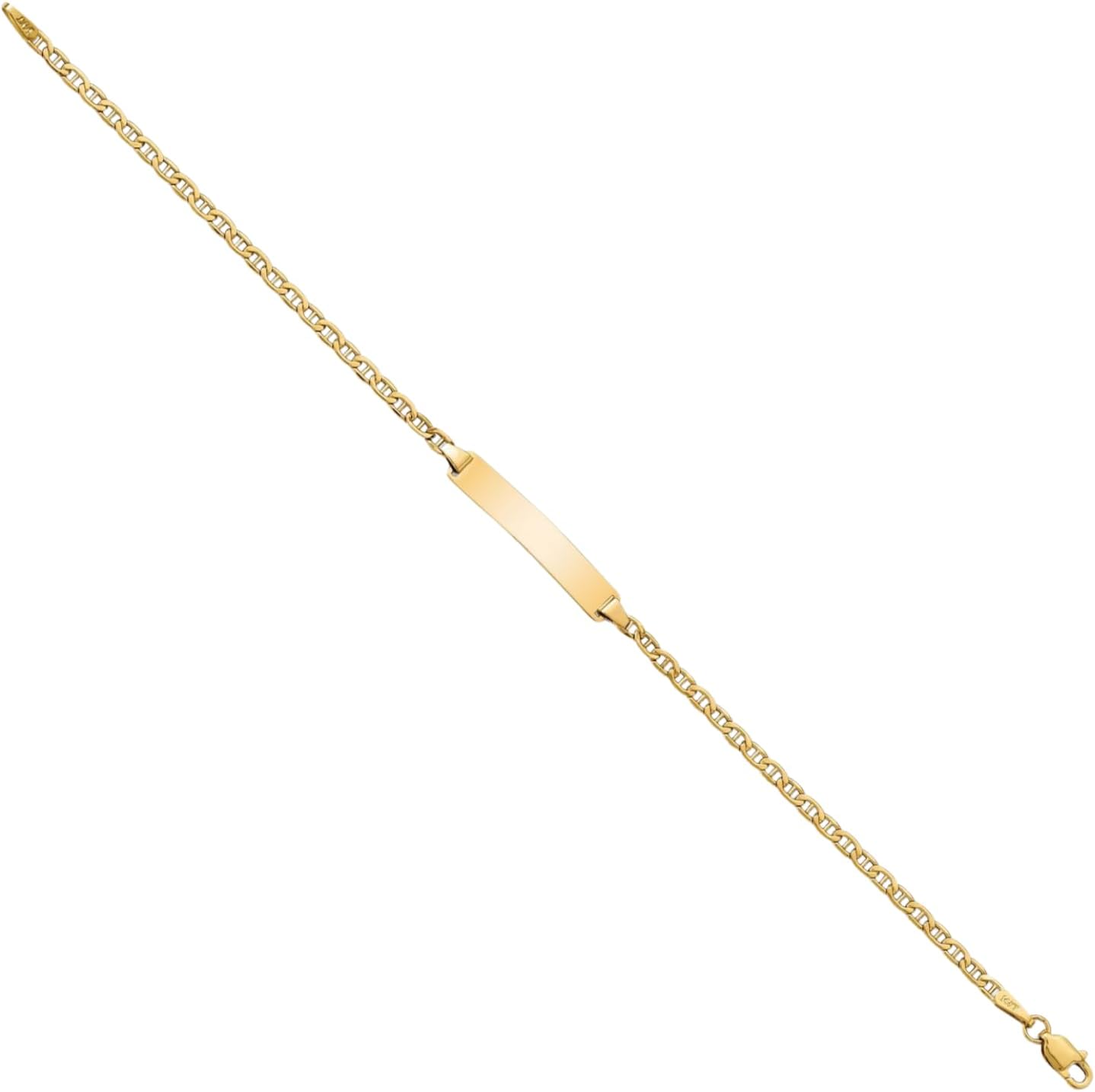 IceCarats 14K Solid Yellow Gold Anchor Mariner Link Chain Name Bar Identification ID Bracelet