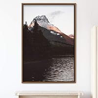 Framed Canvas Wall Art Mountain Lake View Global Landscape Mountain Multicolor Photography Relax/Calm - 16x24 inches