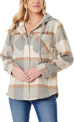 WallFlower Casual Fleece and Plaid Shackets Jackets Juniors for Women, Soft Button-Down