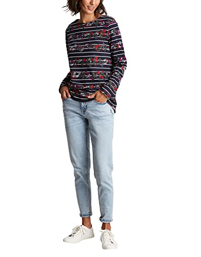 Joules Womens Harbour Print Long Sleeve Jersey Top - Navy Floral Stripe - 6
