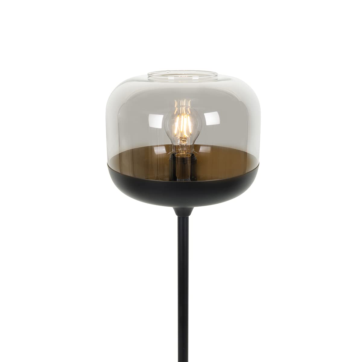 Qazqa Design-Tischlampe Zuzanna – Schwarz/gold, Rauchglas, E27, Dimmbar, 59,5 Cm Hoch