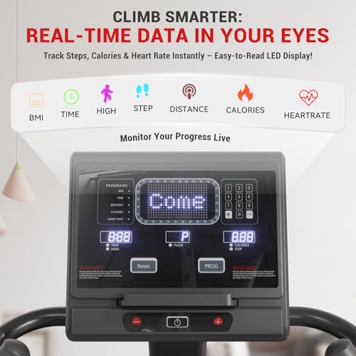 GMWD Stair Stepper Machine, Commercial Grade Stair Climber with LED Display, Stair Machine for Cardio, 15 Resistance Levels, 24-164 Steps/Min, Exercise Machine for Home