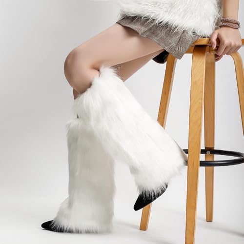 Fur Leg Warmers Faux Fur Fluffy Leg Warmers, Fuzzy Over Boot Costume for Women Girls, Winter Long Boot Sleeves3