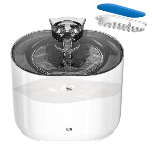 Fuente de agua para mascotas, cuenco de filtración automática multicapa de 2.2 L, cuenco de agua para correr, fuente de agua para mascotas, para el hogar, viajes cortos, viajes, interiores, cachorros