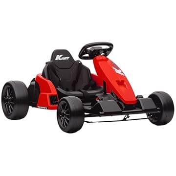 AIYAPLAY 24V Electric Go Kart, Ride On Racing Kart with Drift Mode, Adjustable Seat, Slow Start, 5-Point Seat Harness, Music, Horn, for 6-12 Years, Red