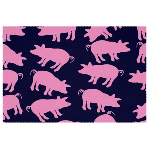 Set de table thermorésistant motif cochon rose antidérapant pour table à manger - 2