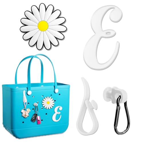 Hikkcos Letter Charm Hooks Accessories for Bogg Bags Key Holder Flower Letter Insert Compatible with Bogg Bag Beach Tote Bag