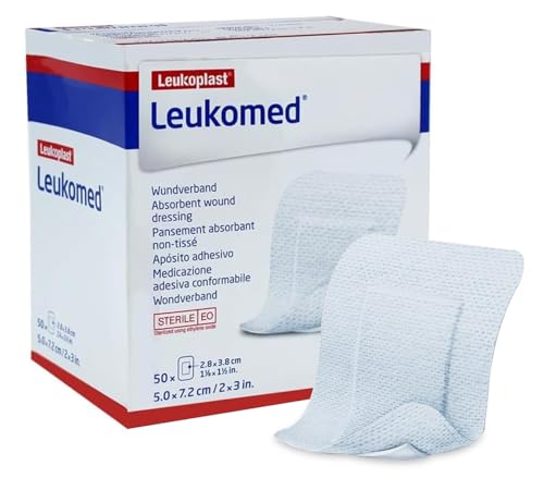 BSN Medical Leukomed 5x7 2 cm Steriler Wundverband Pflasterverband Latexfrei Hautfreundlich Medizinischer Verband für Professionelle Wundpflege & Wundversorgung Einzeln verpackt 50 Stück
